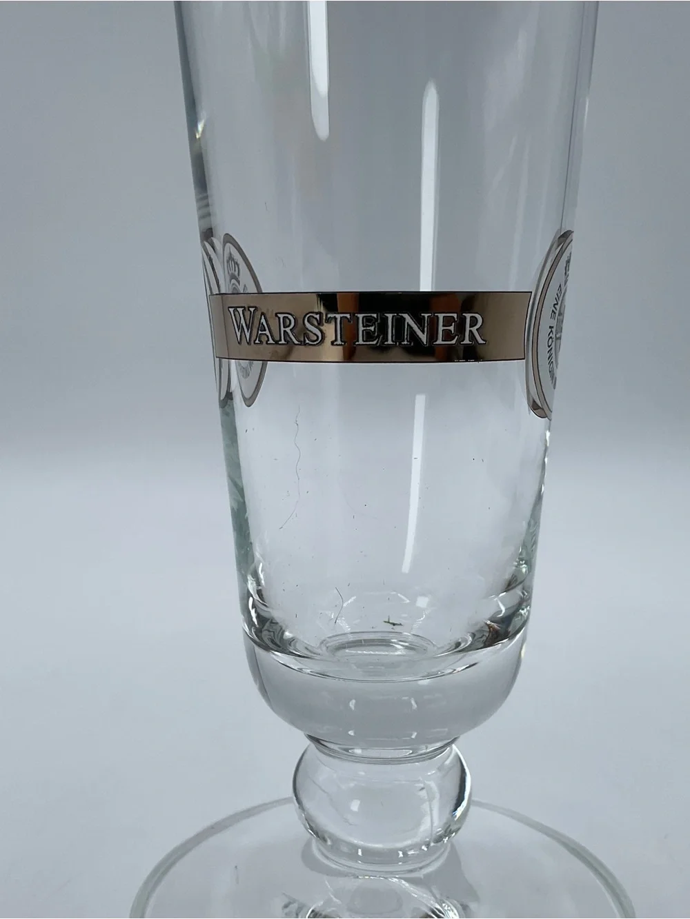 Warsteiner Beer Pilsner Glass Gold Rim Footed 7” German Brewery Logo